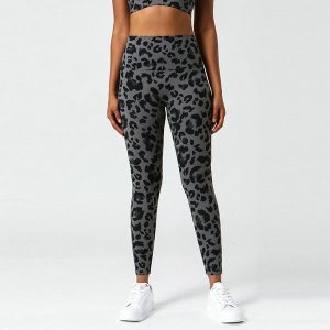 lululemon 豹紋性感瑜伽褲女 高腰緊身提臀九分褲 運動跑步健身2134褲
